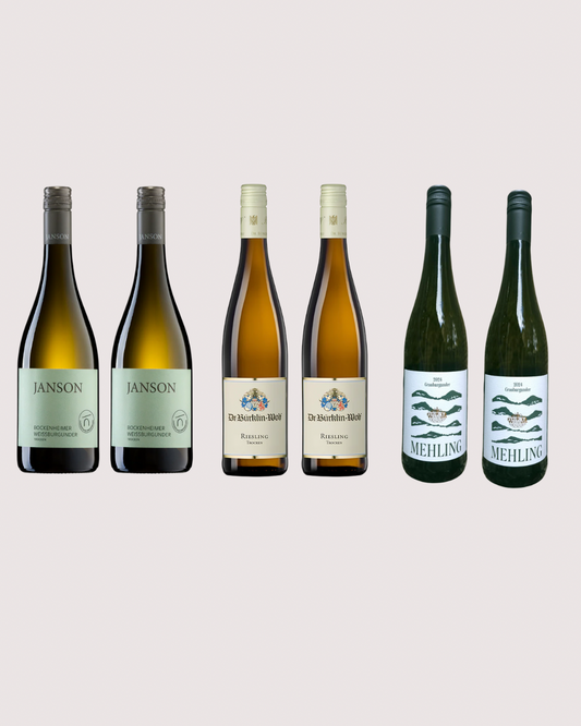 Weinstraßen-Paket - Riesling + Weissburgunder + Grauburgunder - Weingut Bürklin-Wolf, Weingut Schloss Janson, Weingut Mehling